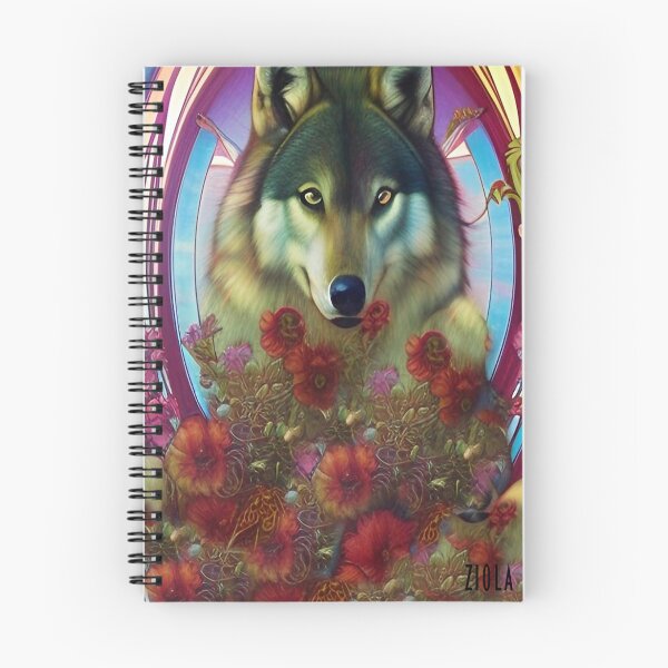 Item preview, Enchanting imaginative art deco flower wolf by Ziola Rosa cool wolf  designed and sold by ZiolaRosa.