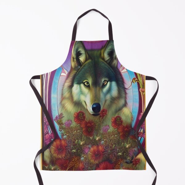 Item preview, Enchanting imaginative art deco flower wolf by Ziola Rosa cool wolf  designed and sold by ZiolaRosa.