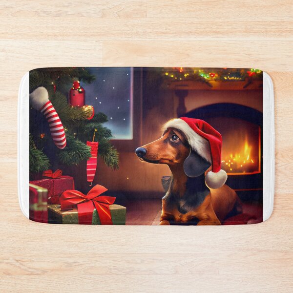 Item preview, A Dachshund wearing a Christmas hat designed and sold by Patrick Edwards.