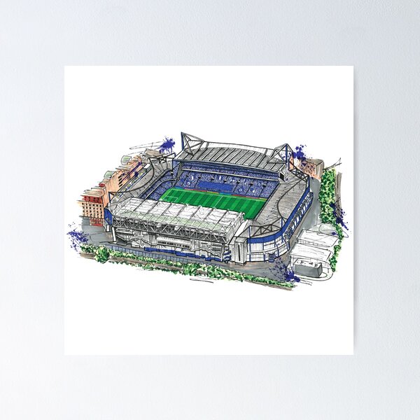 Chelsea, Stamford Bridge, retro art design print poster