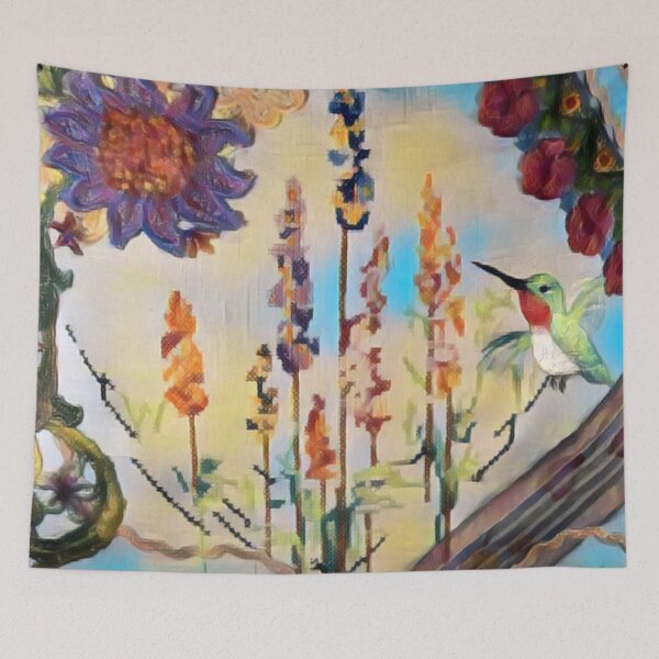 Item preview, Hummingbirds Garden designed and sold by lindosilks.