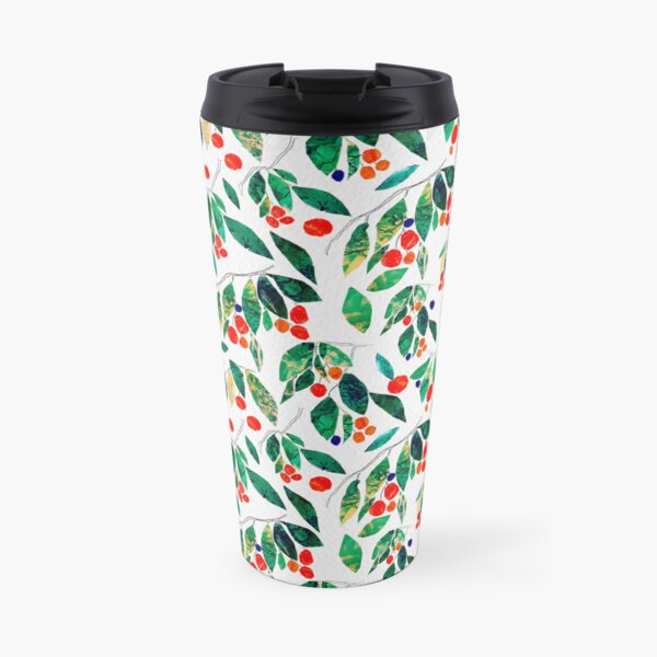 Forest Green&Orange Leaves and Vines Travel Coffee Mug