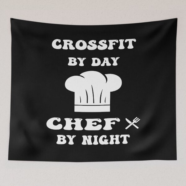 Item preview, crossfit by day and chef by night funny and cool saying designed and sold by Ach B.