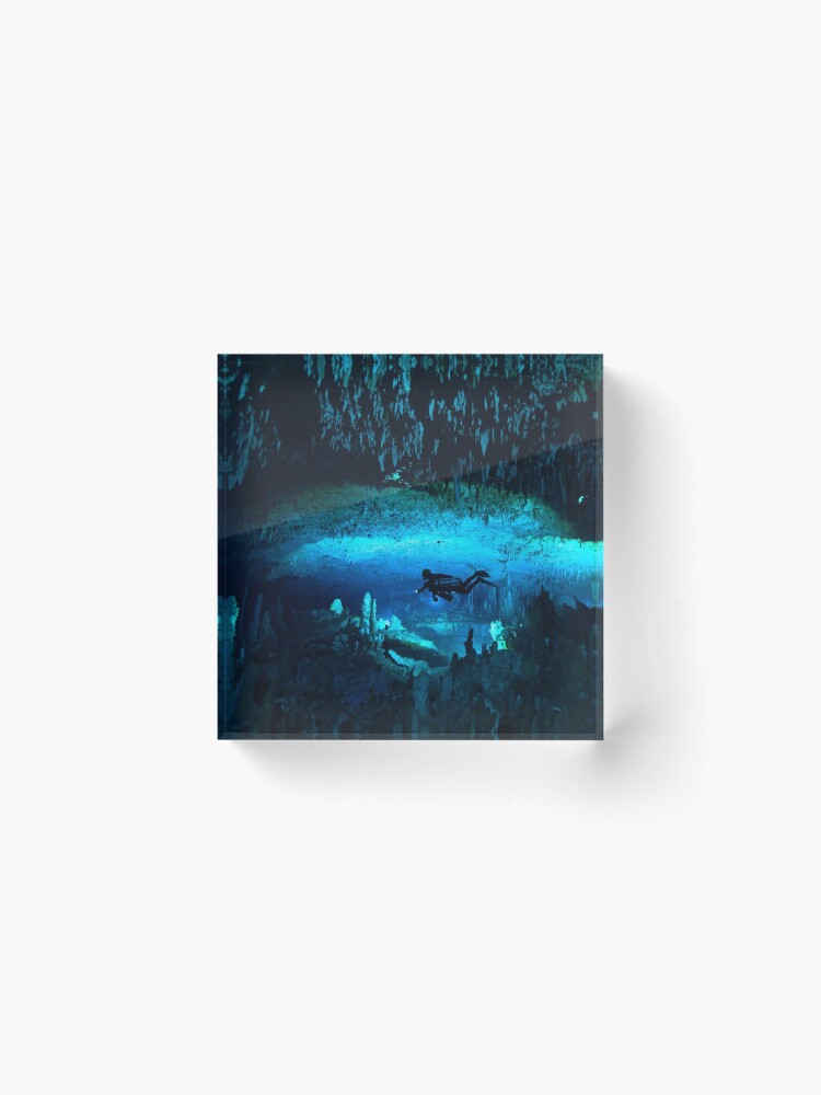 Alternate view of Cave Diving - Underwater Caving Scuba Diver Acrylic Block