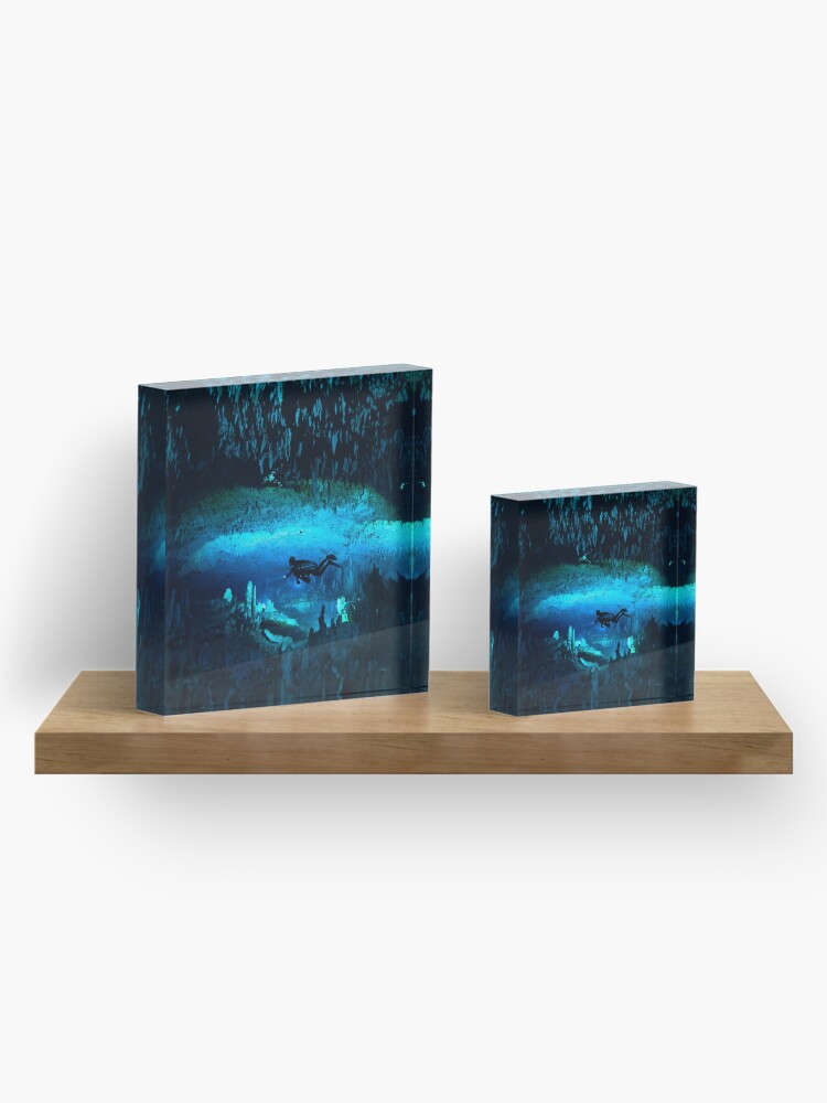 Alternate view of Cave Diving - Underwater Caving Scuba Diver Acrylic Block