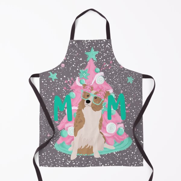 Item preview, New Gold Border Collie Pink Christmas Tree & Snow-Mom designed and sold by June Market.