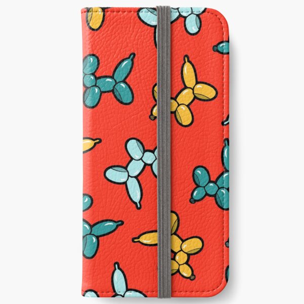 Balloon Animal Dogs Pattern in Red iPhone Wallet