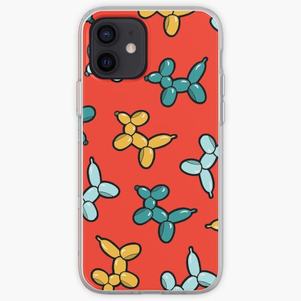Balloon Animal Dogs Pattern in Red iPhone Soft Case