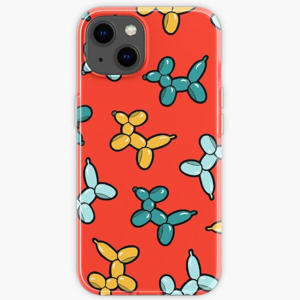 Balloon Animal Dogs Pattern in Red iPhone Soft Case