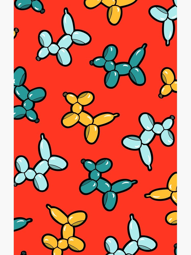 Balloon Animal Dogs Pattern in Red by evannave