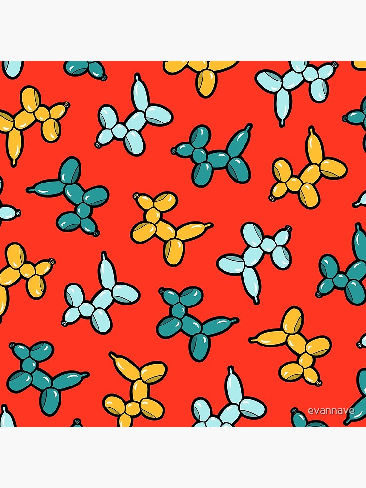 Balloon Animal Dogs Pattern in Red by evannave