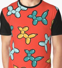 Balloon Animal Dogs Pattern in Red Graphic T-Shirt