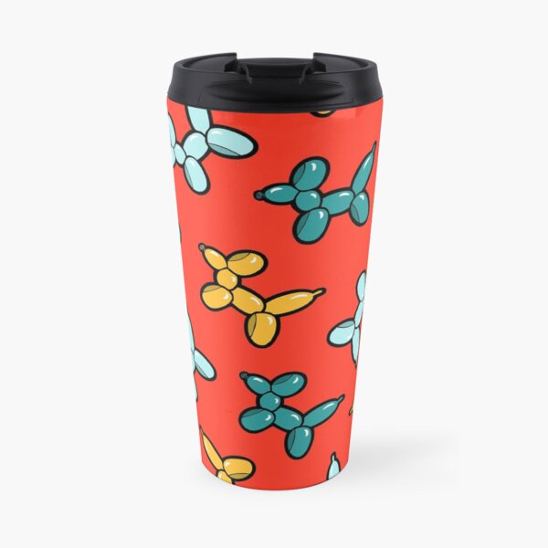 Balloon Animal Dogs Pattern in Red Travel Mug