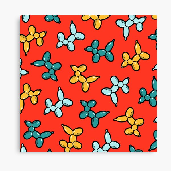 Balloon Animal Dogs Pattern in Red Canvas Print