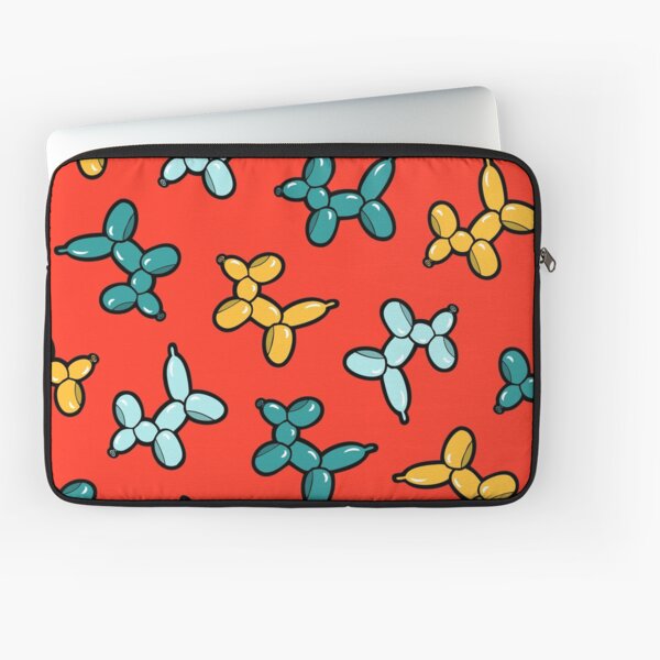 Balloon Animal Dogs Pattern in Red Laptop Sleeve