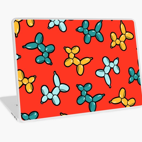 Balloon Animal Dogs Pattern in Red Laptop Skin