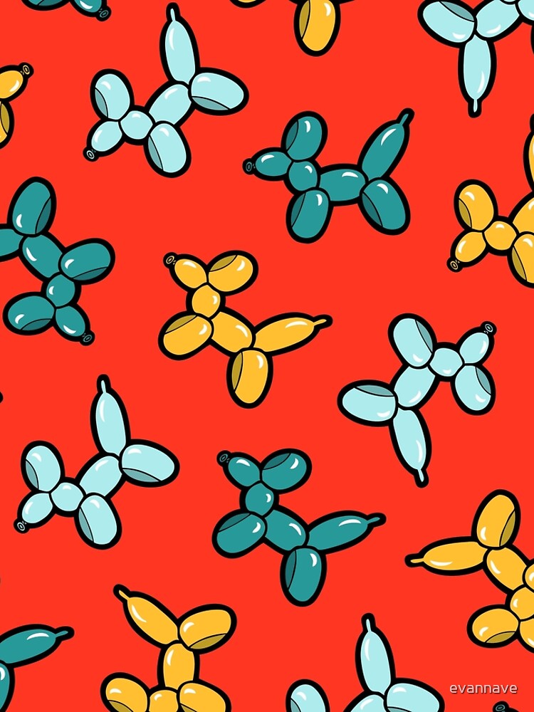 Balloon Animal Dogs Pattern in Red by evannave