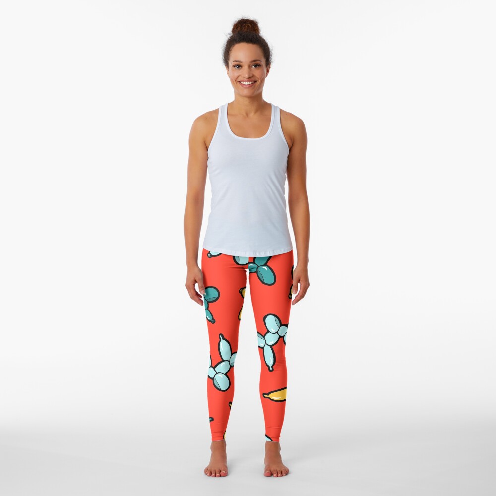 Balloon Animal Dogs Pattern in Red Leggings