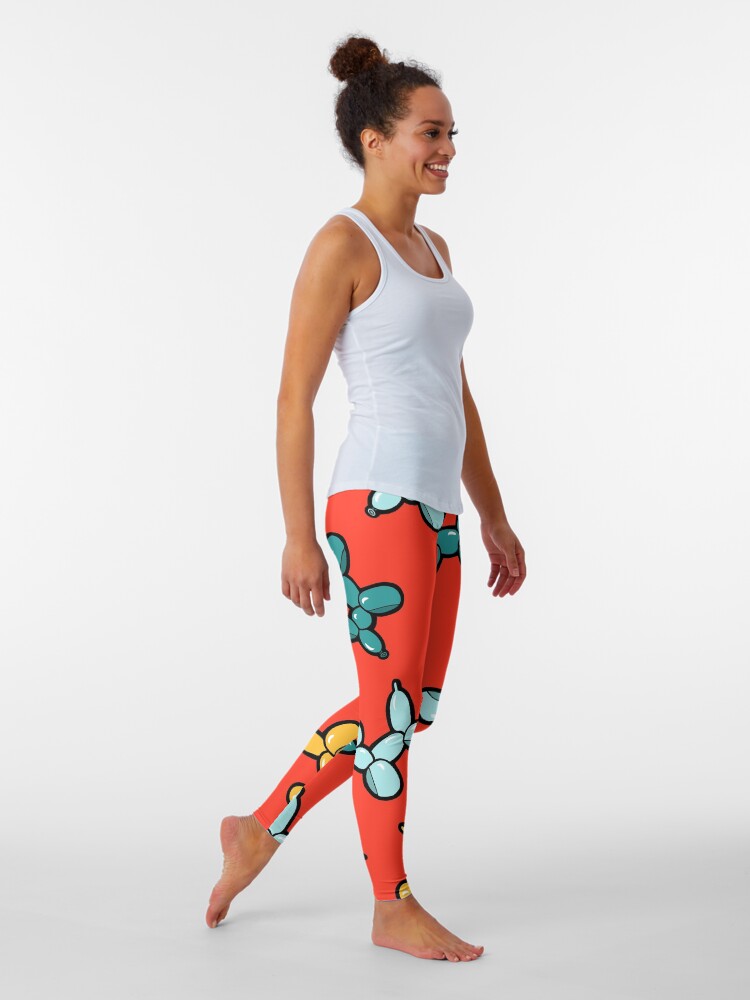 Alternate view of Balloon Animal Dogs Pattern in Red Leggings