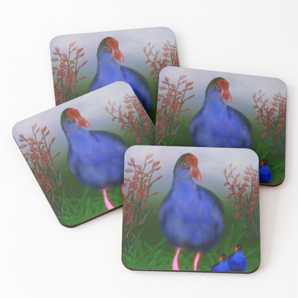 Item preview, mum and kids pukeko in flax field designed and sold by JoKoNz.