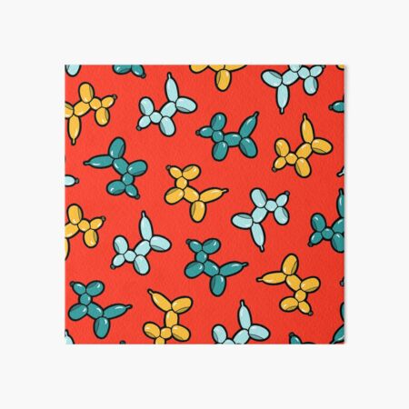 Balloon Animal Dogs Pattern in Red Art Board Print