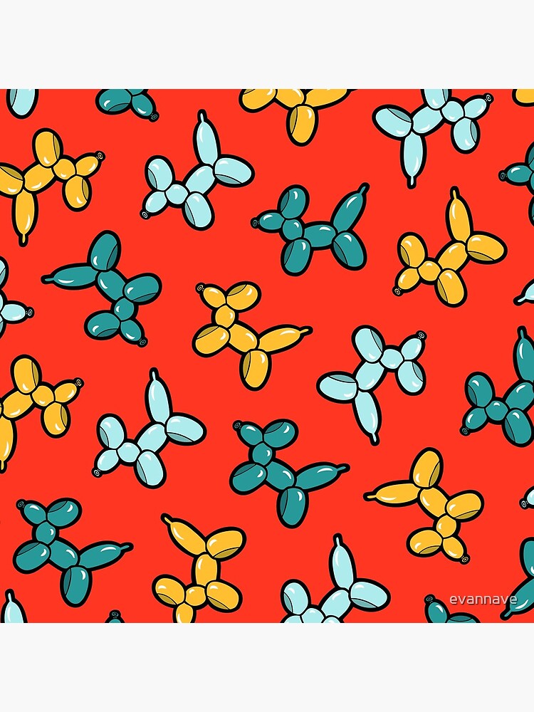 Balloon Animal Dogs Pattern in Red by evannave
