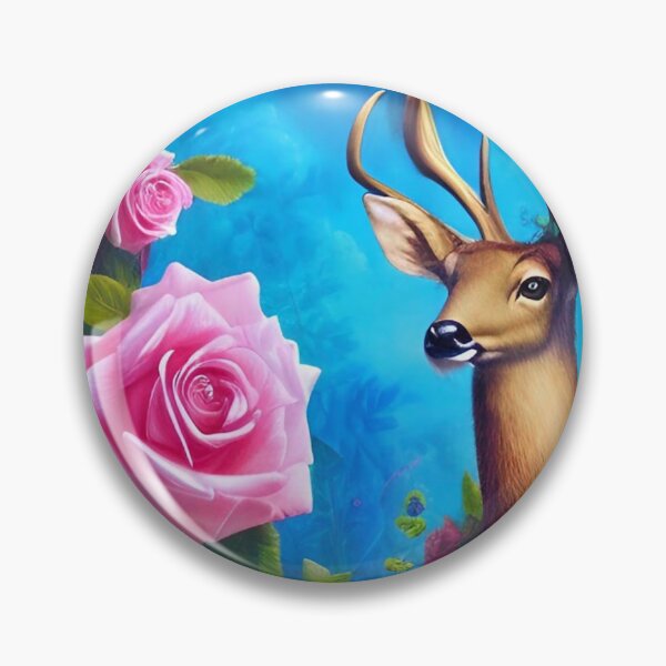 Item preview, Pretty enchanting imaginative and dreamy painting of a deer and roses designed and sold by ZiolaRosa.