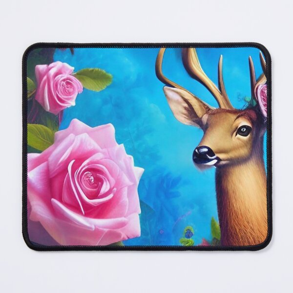 Item preview, Pretty enchanting imaginative and dreamy painting of a deer and roses designed and sold by ZiolaRosa.