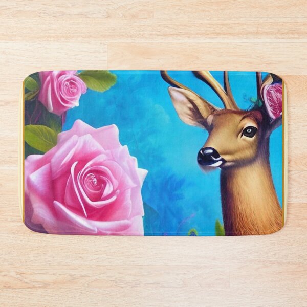 Item preview, Pretty enchanting imaginative and dreamy painting of a deer and roses designed and sold by ZiolaRosa.