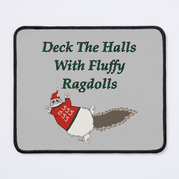 Item preview, Christmas Ragdoll Cat Design - Deck the Halls with Fluffy Ragdolls - Christmas Cat Silver Background designed and sold by EcoElsa.