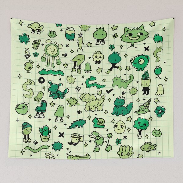 Item preview, green doodle page designed and sold by Sophie  DeRosa.