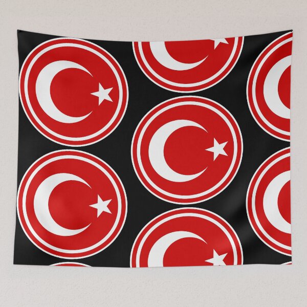Item preview, Turkish flag round designed and sold by emeksedesign.