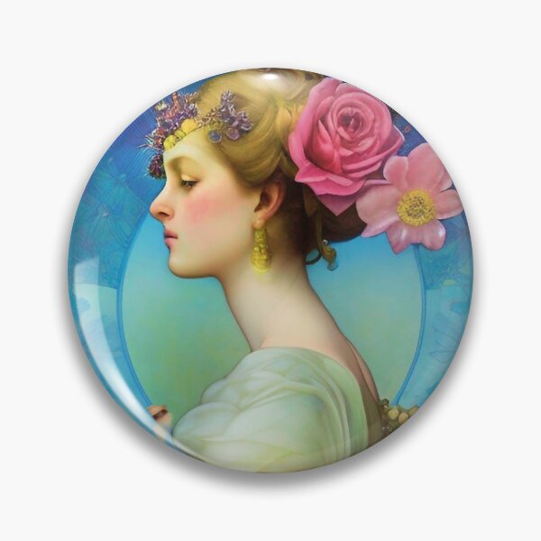 Item preview, Pretty enchanting imaginative and dreamy floral painting of a Art Nouveau Green Witch  designed and sold by ZiolaRosa.