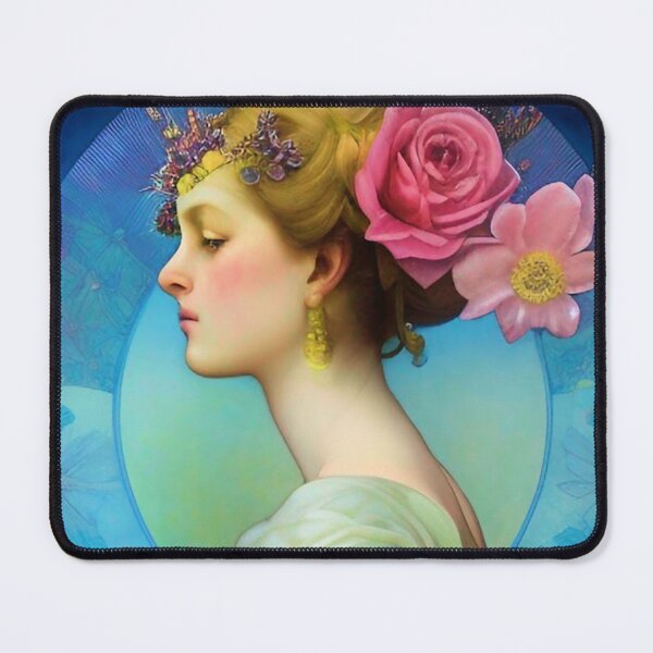 Item preview, Pretty enchanting imaginative and dreamy floral painting of a Art Nouveau Green Witch designed and sold by ZiolaRosa.