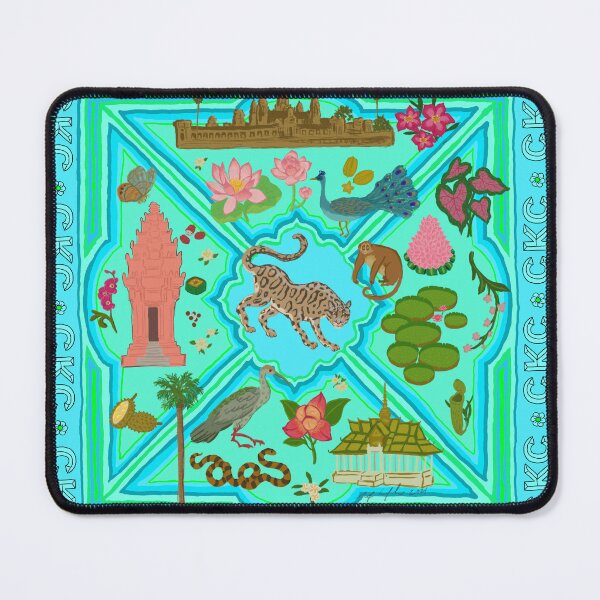 Item preview, Cambodian motifs in Aqua designed and sold by CKCRedbubble.