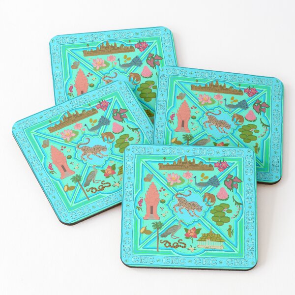 Item preview, Cambodian motifs in Aqua designed and sold by CKCRedbubble.