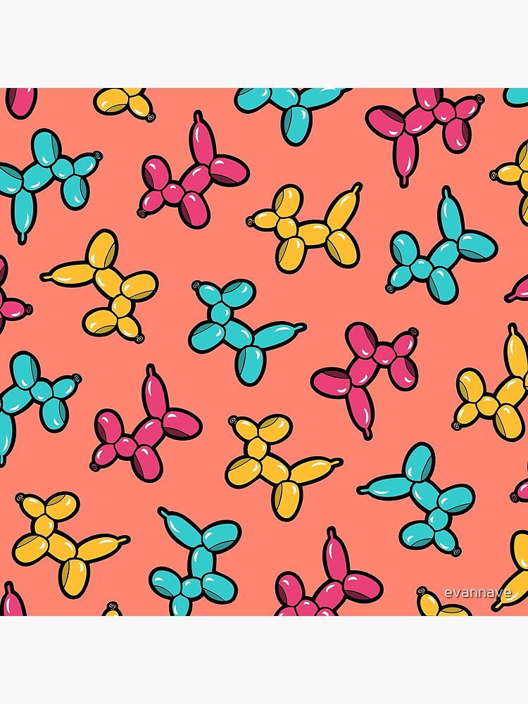 Balloon Animal Dogs Pattern in Coral by evannave