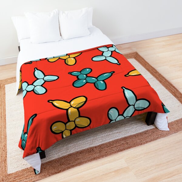 Balloon Animal Dogs Pattern in Red Comforter