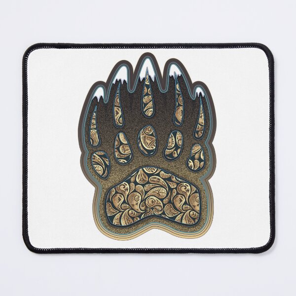 Item preview, Bear Claw Illustration with Native American inspired Paisleys & Mountains embedded in designed and sold by Caummon Thread.