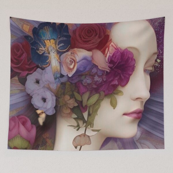 Item preview, Pretty Art Nouveau Art Deco enchanting imaginative and dreamy floral painting of Girl  designed and sold by ZiolaRosa.