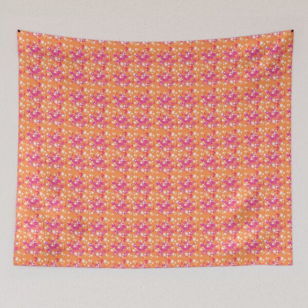 Item preview, Floral and Bubbles Peach State Gym Pattern with Orange and Hot Pink for those students and teachers who Love Gymnastics design designed and sold by tranquilbeach.