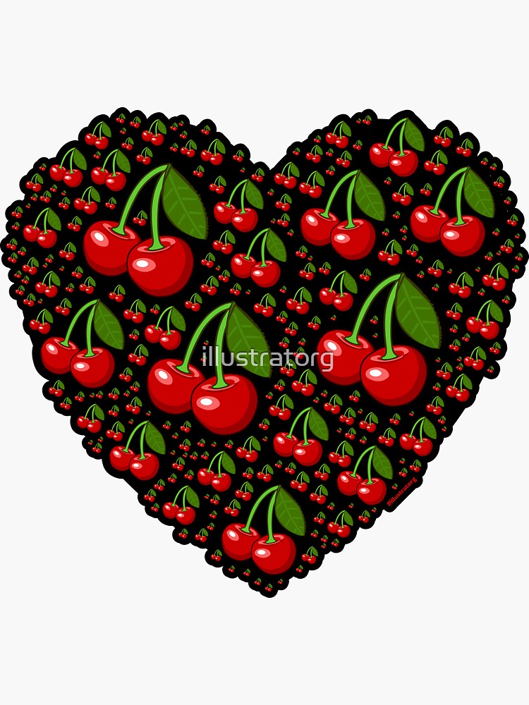 "Cherry Heart" Sticker for Sale by Redbubble
