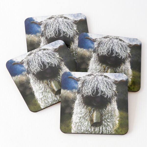 Item preview, Swiss Valais Blacknose Sheep, Fluffy  Valais Blacknose Sheep Art, Cute Swiss Sheep Farm Animal Portrait, Adorable Swiss Valais Blacknose Sheep  designed and sold by Paintcorner.