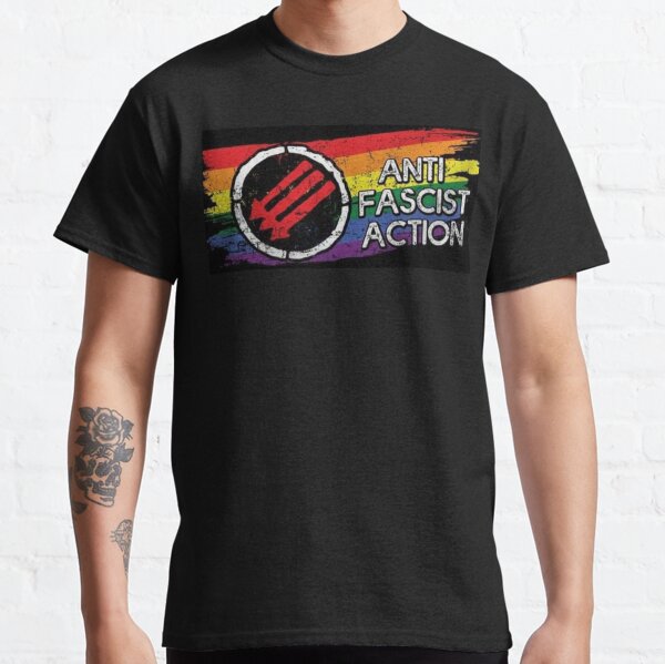 Vista previa del artículo con la obra «Acción antifascista: orgullo», diseñado y vendido por LeftLibertarian.