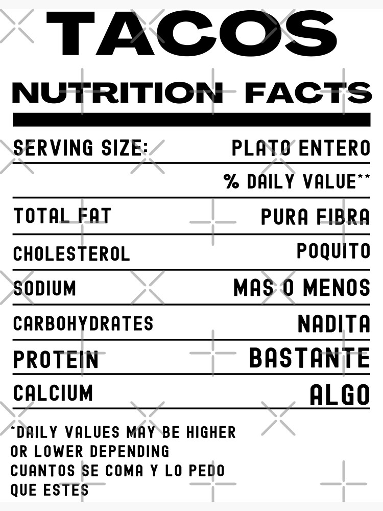 "Tacos nutrition mexicana" Sticker for Sale by erozzz Redbubble