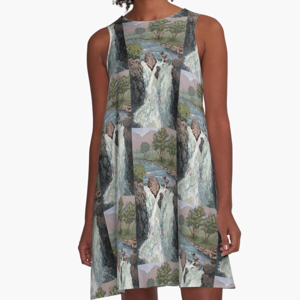 Waterfall in the Scottish Highlands near Glencoe A-Line Dress