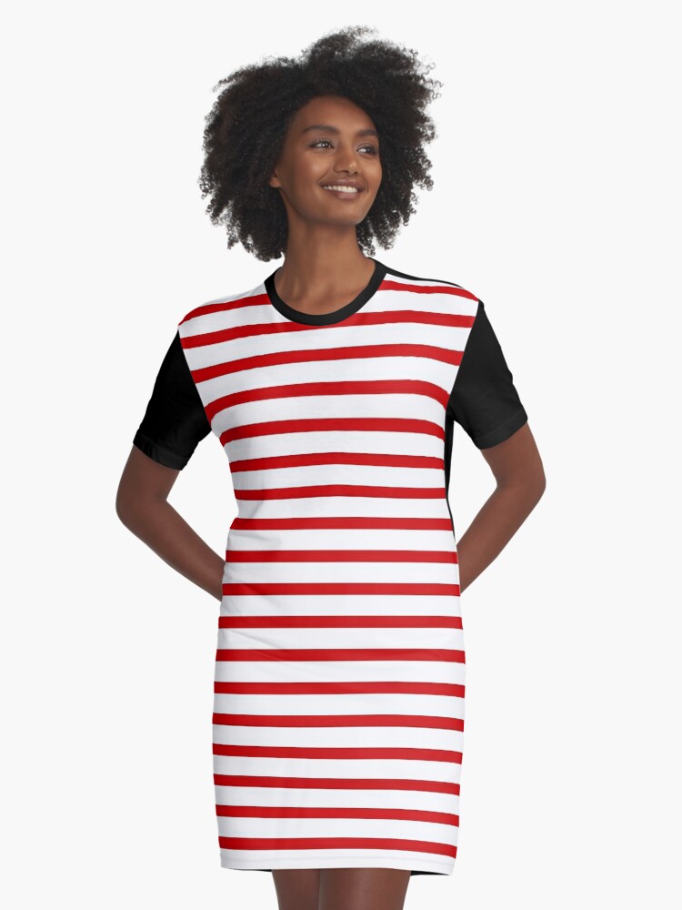 Red and White Horizontal Stripes Dress ...
