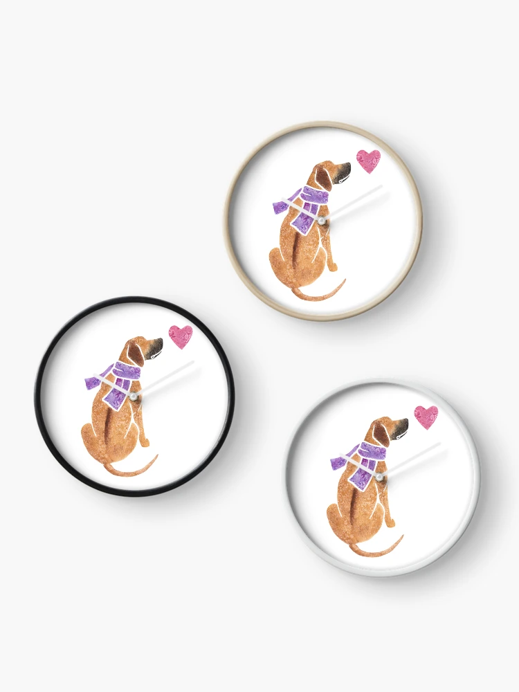 Thumbnail 3 of 4, Clock, Watercolour Rhodesian Ridgeback designed and sold by animalartbyjess.