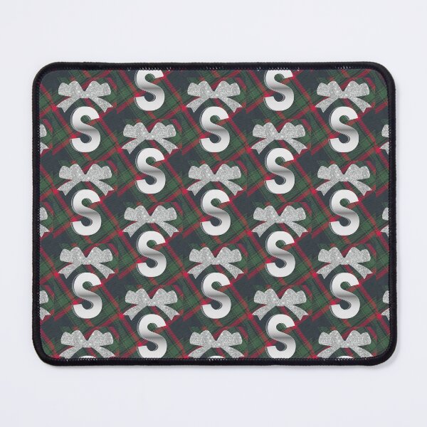 Item preview, Glorious Red and Green Plaid with Glittering Bow and Puff Initial-S(2) designed and sold by SunMoonBeyond.