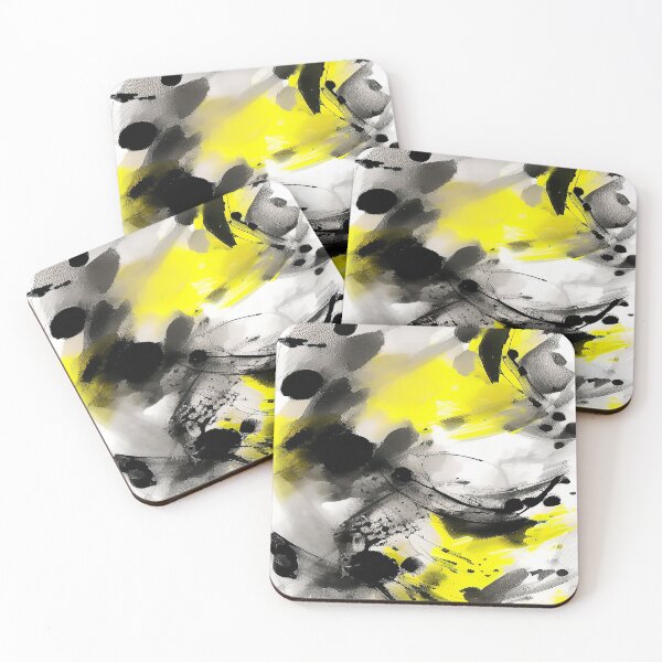 Item preview, Yellow Black and Gray Splashes and Sprays of Brush Strokes designed and sold by deniselynnimage.